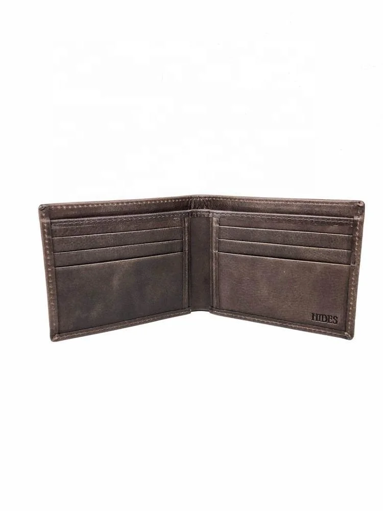 Full Grain Leather Wallet 6 Cards Brown Distressed | PROTECTED Gents PURSE | LINED LEATHER PURSE