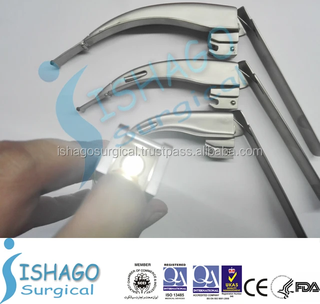 Flexible/Mccoy Fiber Optic Laryngoscope set, Stainless Steel Autoclavable