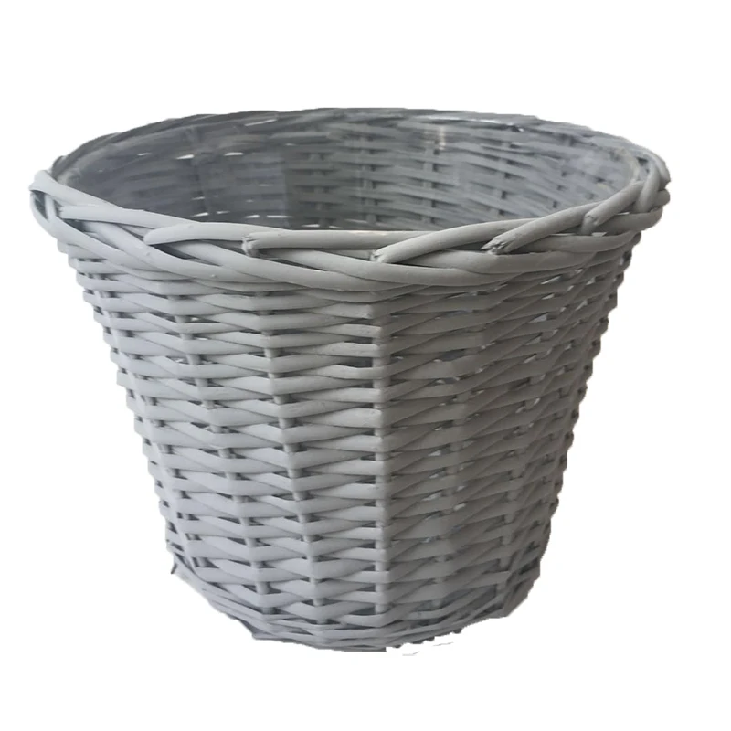 Willow Storage Baskets With handle Plastic Lining Weave Wicker For Planting Flower Pot