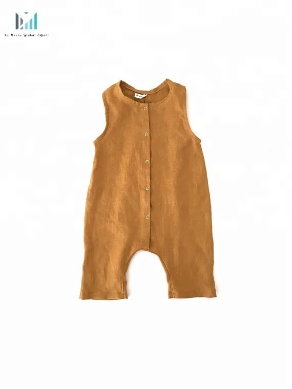 Mustard Linen Romper Summer Clothes Gender Neutral Baby Outfit Baby Girl Linen Dress