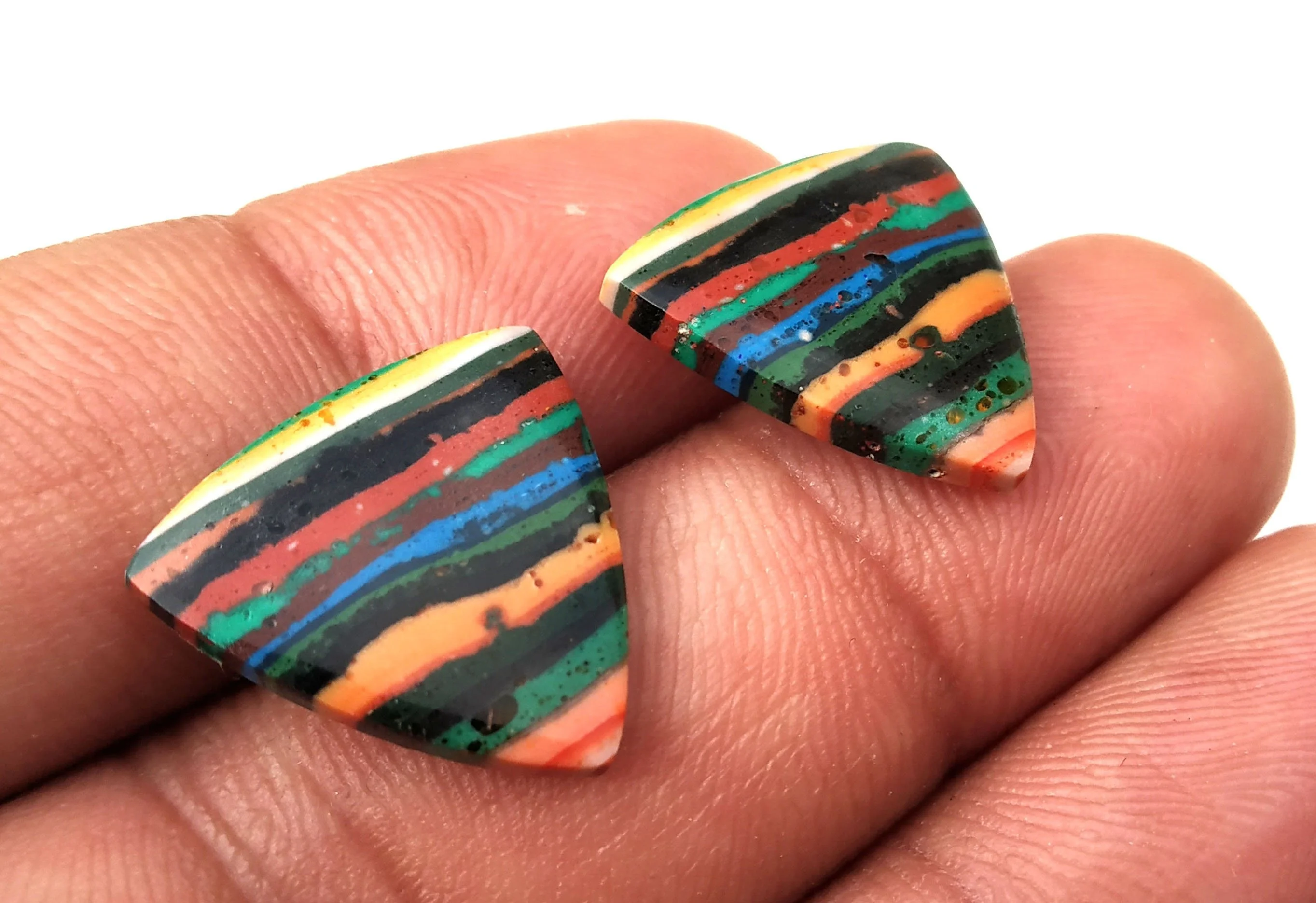 Unique Triangle Shape Natural Rainbow Calsilica Cabochon Loose Gemstone Jewelry Making Stone Collection Style Cut