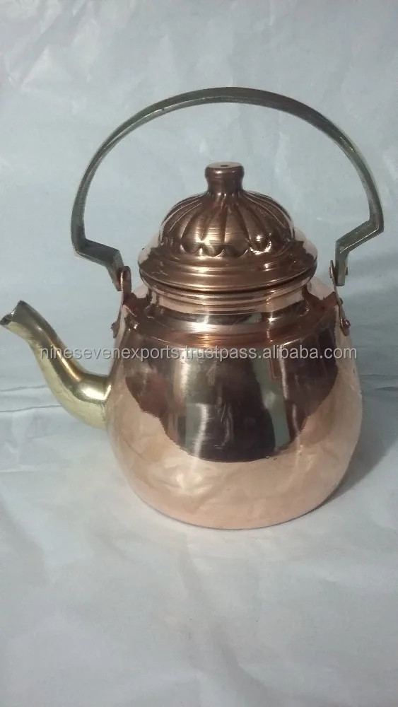 Pure Copper Hammerred Tea Kettle for Serving Tea And Milk.