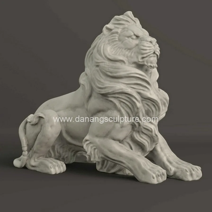 Outdoor Large White Marble Lion Statue Garden Life Size Stone Lion Statue white marble lion statues