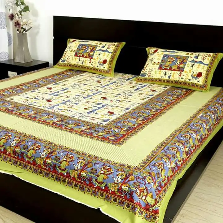Multi Tie-Dye Mandala Flower Indian Bed-Sheet Spread Cotton Warm with Pillow Covers