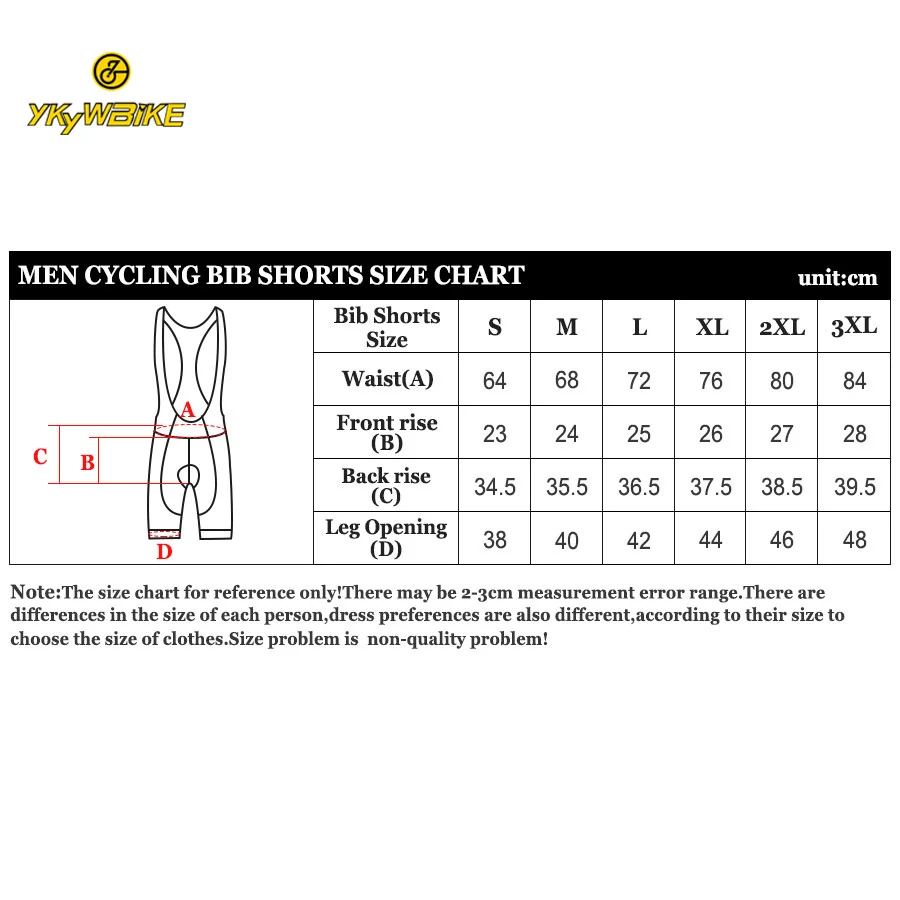 
YKYWBIKE High Quality Coolmax Padded Bike Bib Tights OEM Sublimation Custom Cycling Shorts Men 