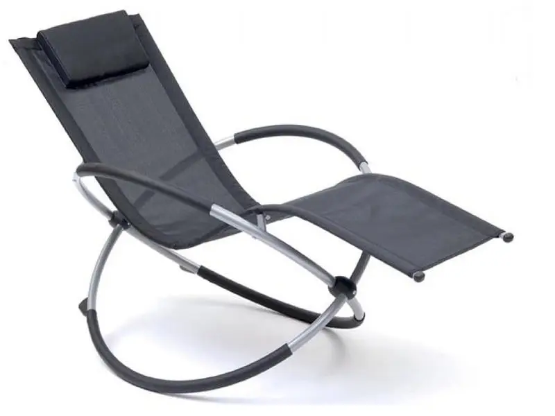 
UKEA rocking sun lounger folding orbital zero gravity lounge chair w/removable pillow 