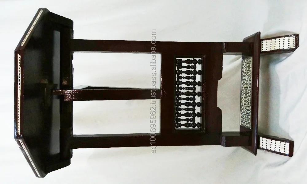 W111 Brown Mother Of Pearl Egyptian Folding Wood Octagonal End Coffee Table