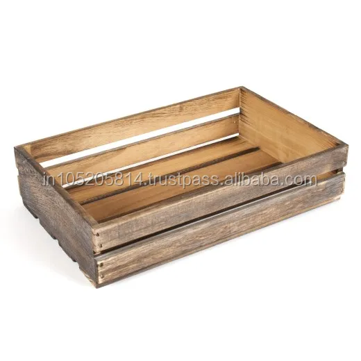 Wholesale Creative Decorative Large Plain Wooden Storage Crate Box Wood Storage Basket Wine Box
