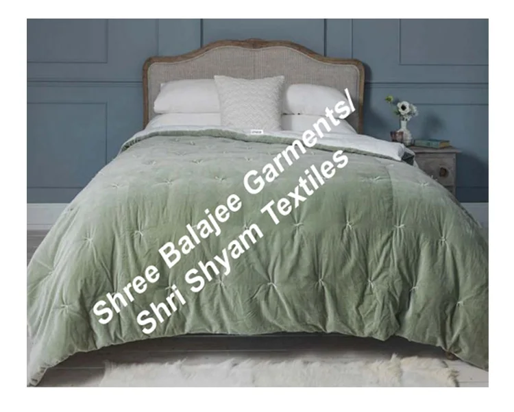 Indian Pink Velvet Twin Queen King  Bedding Quilts Pebble Velvet Handmade Block Printed Reversible Kantha Bed Cover Blankets