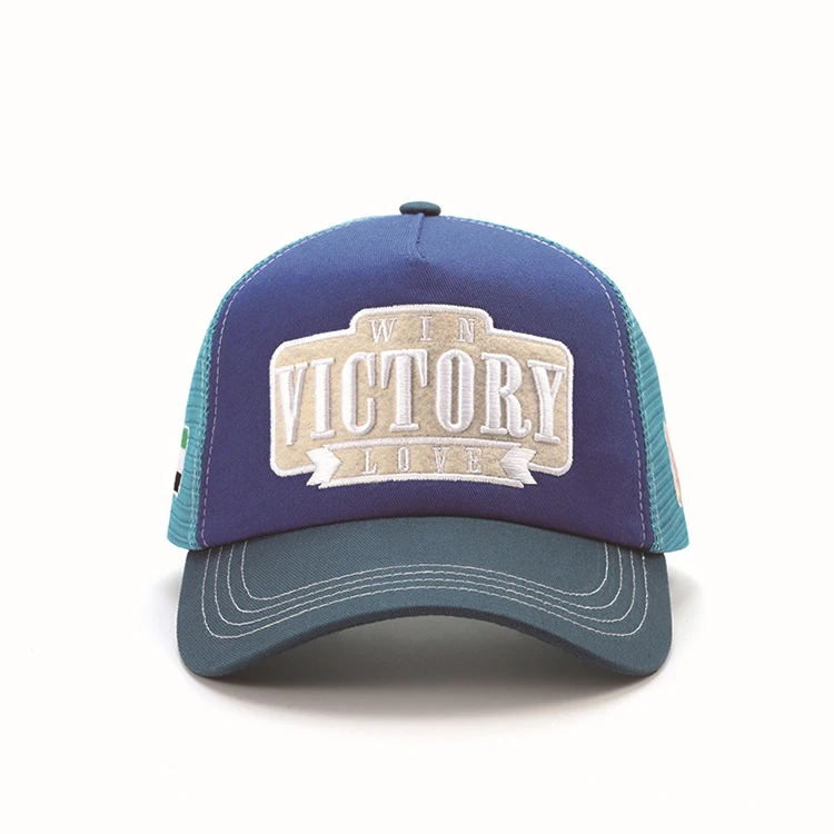 Custom 5 panel 100% cotton dropshipping vintage trucker mesh hat with 3d embroidery