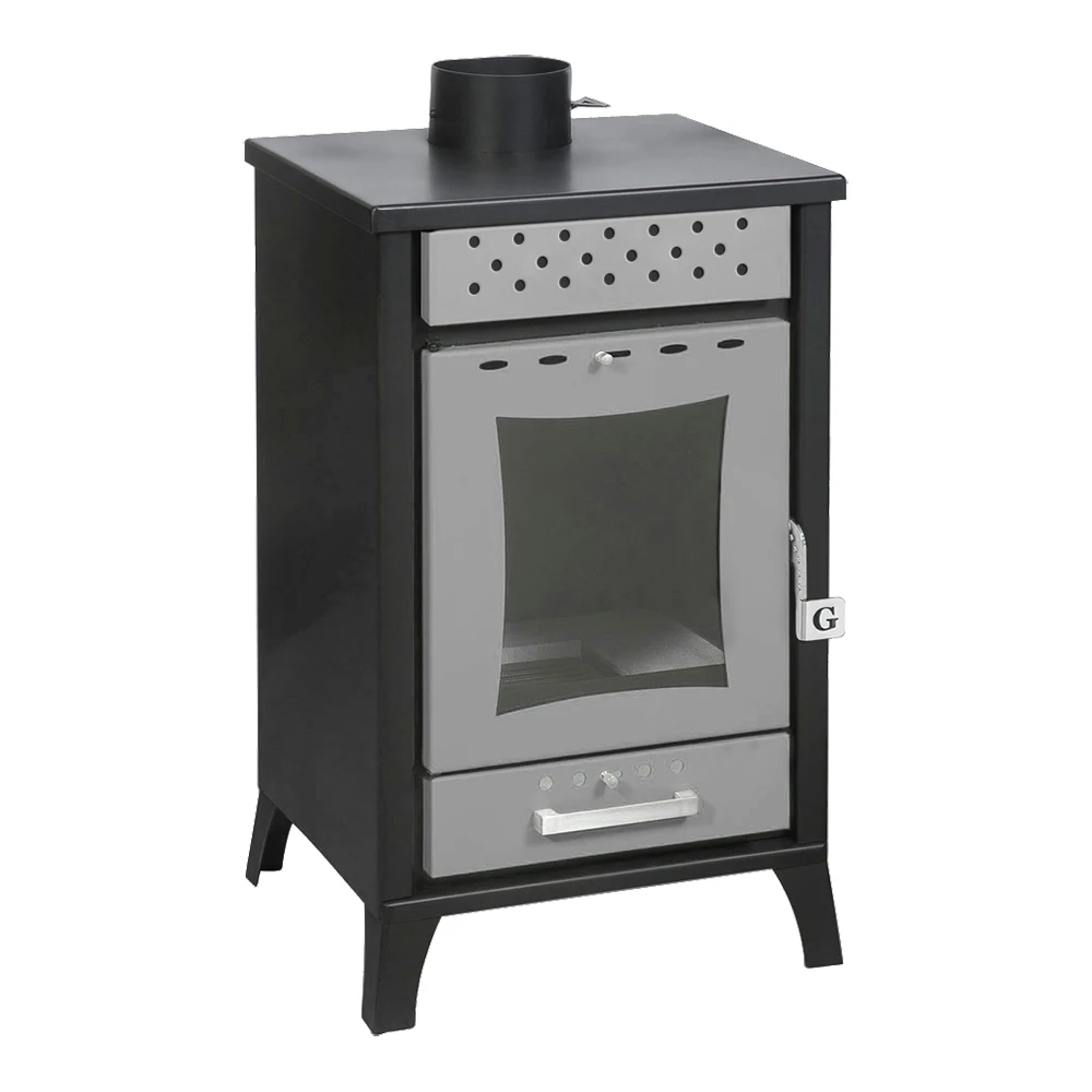 15 kW Wood Burning Steel Stove with Water Jacket | 74% Efficiency (Gekas Stoves - DG 2000) Black, Silver, Red, Beige