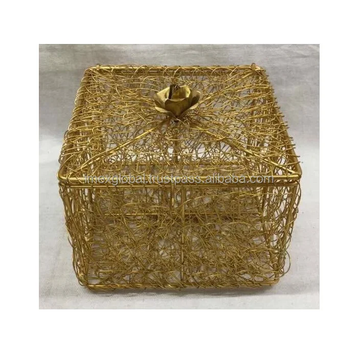 IRON WIRE HOME DECORATIVE SQUARE SHAPE BOX