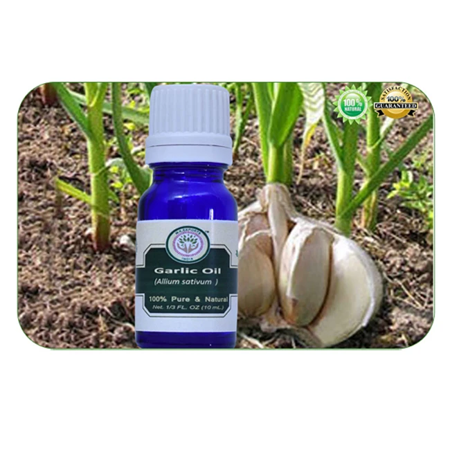 100% Pure Garlic Extract Essential Oil Food Grade Liquid Solvent Extracted Utilizing Seed Shell Parts Presented in a Bottle