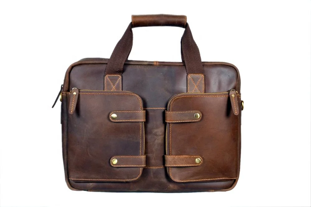 Genuine Vintage Leather Laptop Bag full grain leather leather messenger bags men shoulder bag