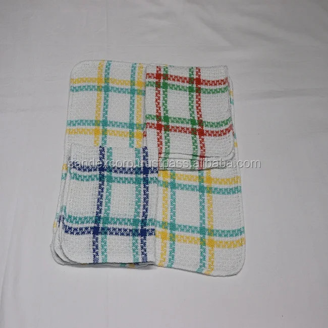 White and Red Stripe Golf Kitchen Towels from India..