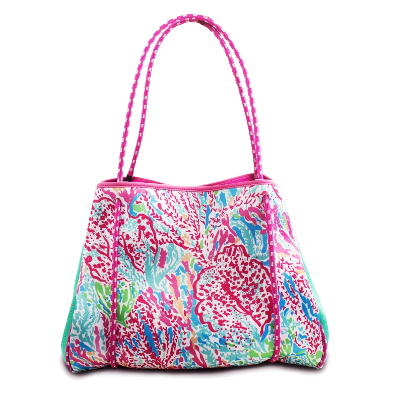 Wholesale Neoprene Summer Beach Tote Shoulder Bag With Custom Pattern