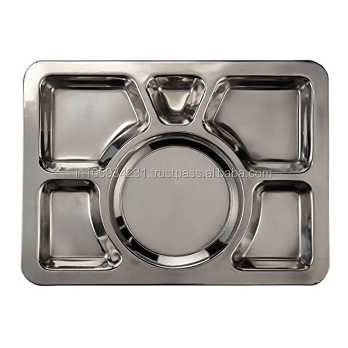 Stainless steel partition thali with shiny finish