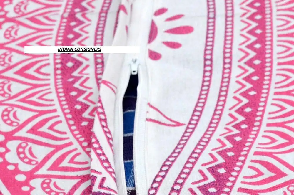 Home Decor Floor Cushion Cover Cotton Mandala Flower Round Shape Peacock Mandala Multiple Color