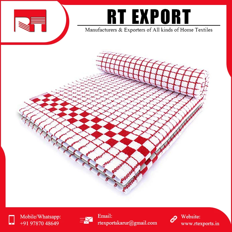 Indian Exporter Custom Packaging 100% Pure Cotton Embroidered Kitchen Dish Towel with Logo