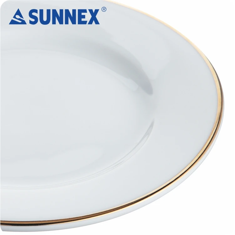SUNNEX 2022 горячая Распродажа экономичная белая фарфоровая чашка 10 дюймов тарелка с золотой окантовкой ручной росписи