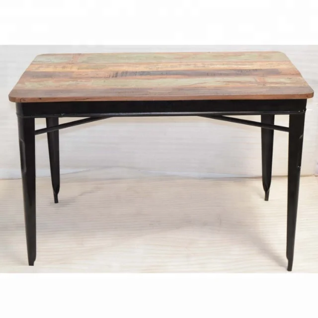 Industrial Urban Style Metal Frame Indian Antique Old Recycled Wood Home Living Bar Lounge Cafe Restaurant Dining Table