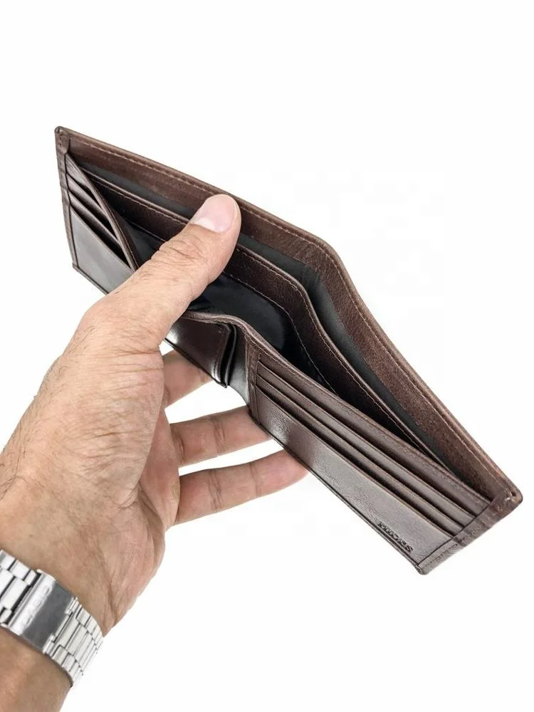 Full Grain Leather Wallet 6 Cards Brown Distressed | PROTECTED Gents PURSE | LINED LEATHER PURSE