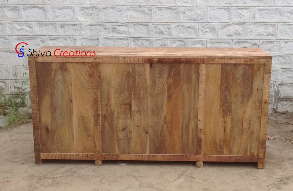 Шкаф для буфета из цельного дерева манго в античном стиле экологически чистый и прочный для домашней мебели