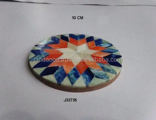 
Round bone mosaic flower pattern coaster available in other patterns and colours 