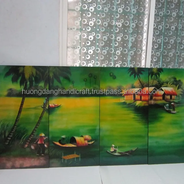 Вьетнамская речная местность сельская местность во Вьетнаме лаковая живопись