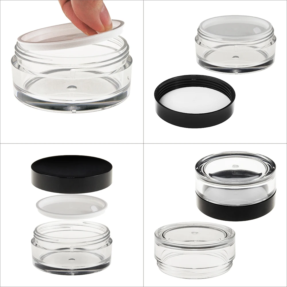 PP ABS Acrylic Glossy Black Round Screwed Cap 5ml 10ml 15ml 30ml 50ml 80ml 120ml PETG Clear Single-wall Cream Jar (IN Series)