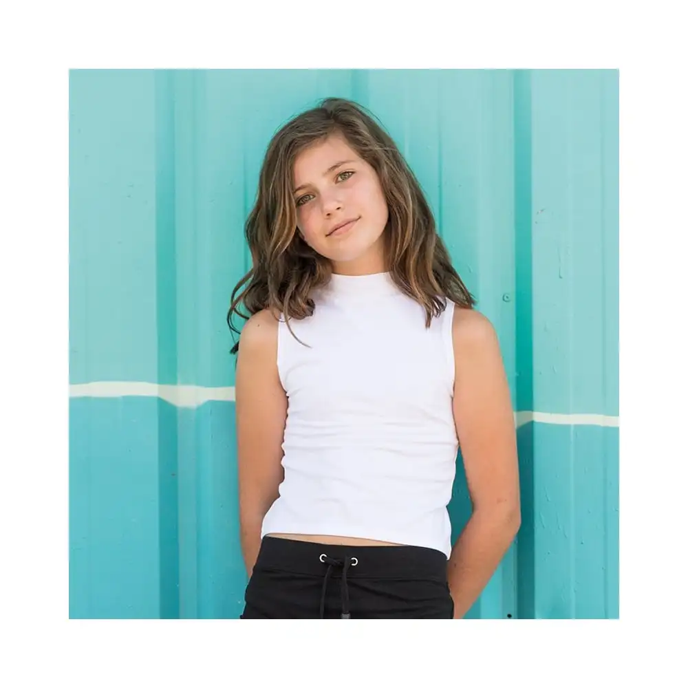 
Baby Girls White 100% cotton Tanks Tops Solid Candy Color 