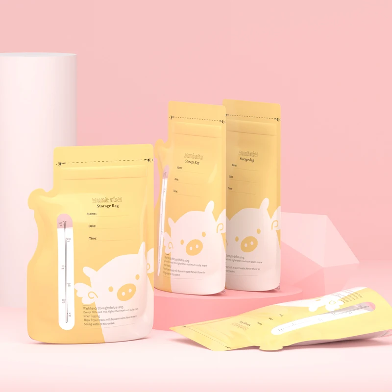 Double Zipper BPA Free Food Grade Breast Milk Storage Bag Stand Up Plastic Liquid Milk Bags