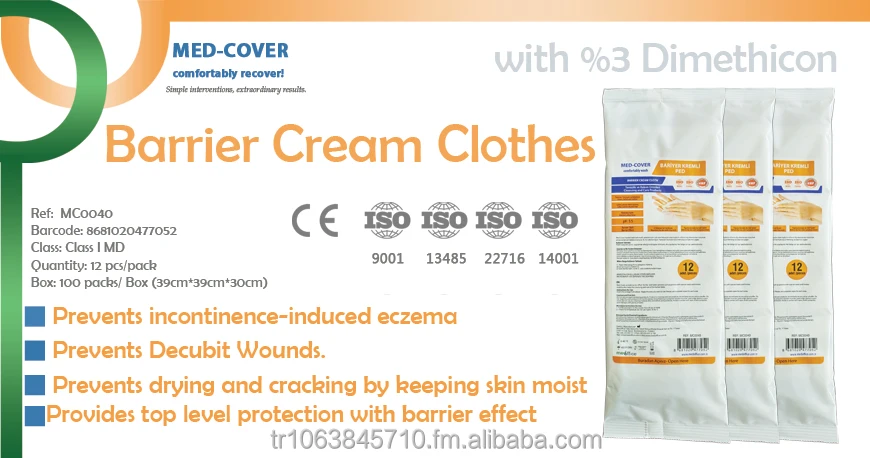 BARRIER CREAM CLOTHES FOR PATIENT BODY CARE AND CLEAN