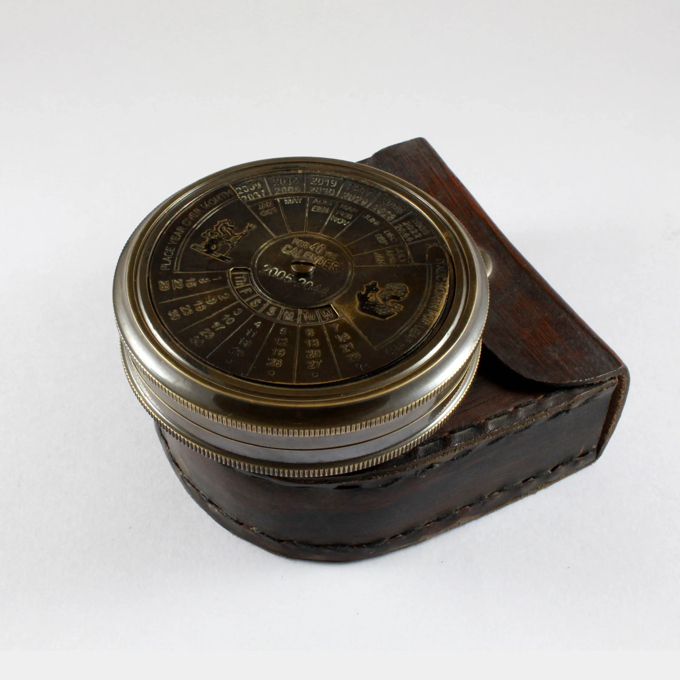 Brass Nautical Directional Pocket Compass with Poem Engraved Leather case