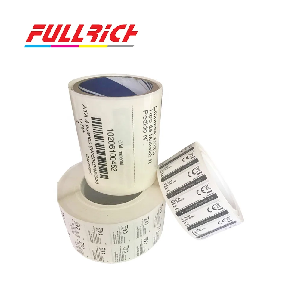 Высококачественный матовый белый ПЭТ виниловый штрих-код Ce этикетка наклейка печать для электронной упаковки продуктов