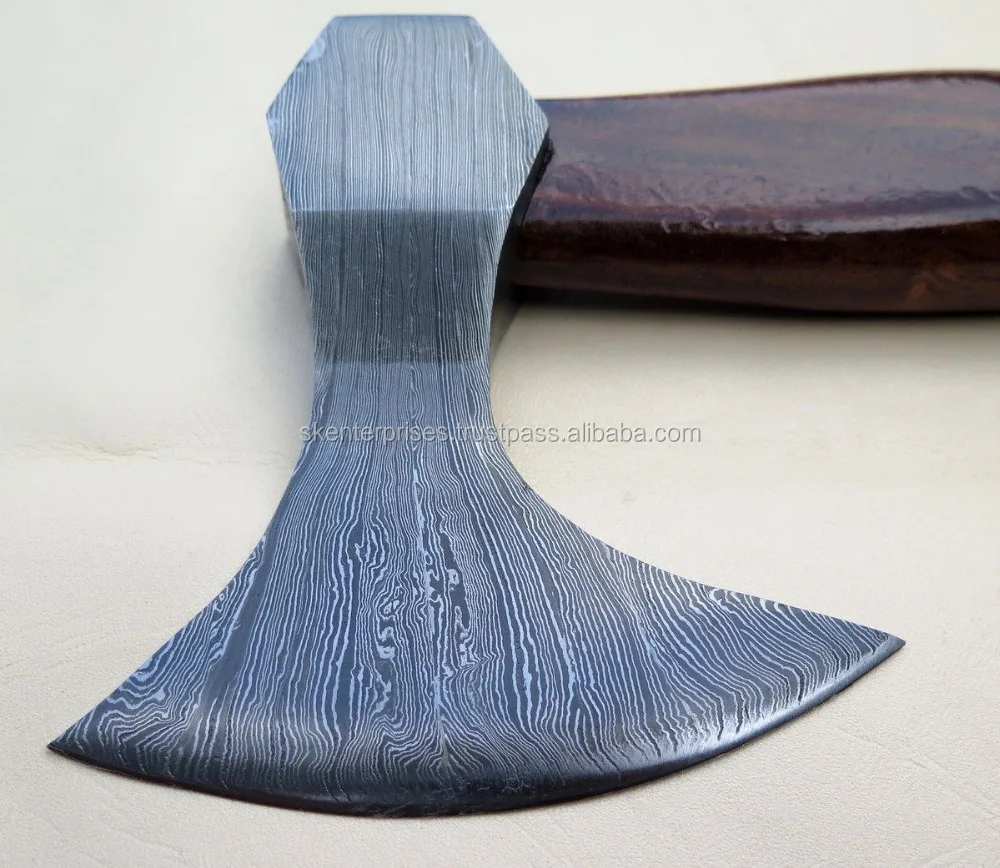 hand made damascus steel hatched axe