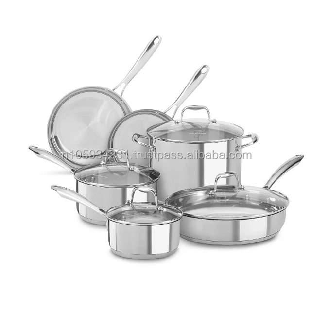 stainless steel 10 pcs cookware set with shiny finish