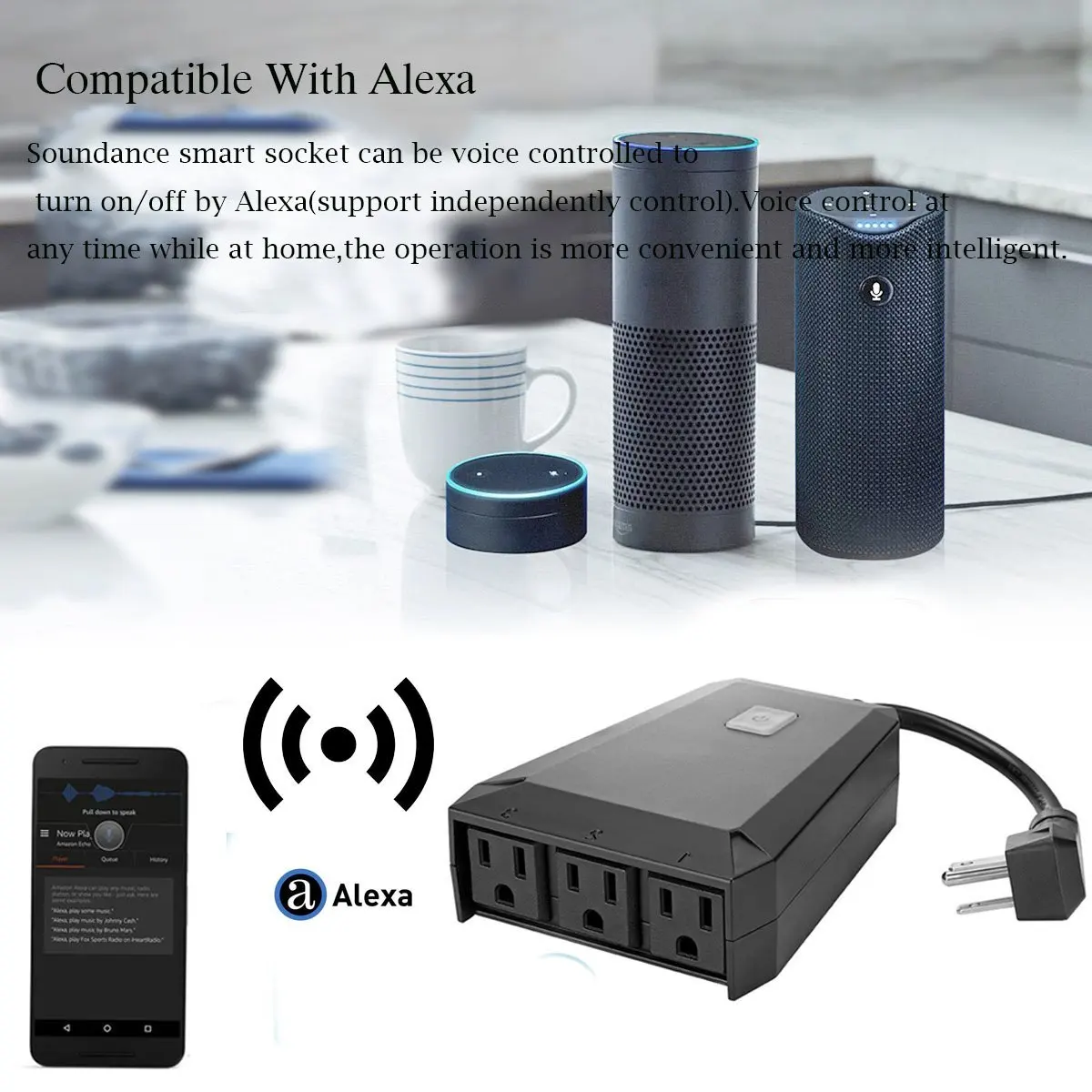 smart socket wifi smart home device Compatible with Alexa and Google Home,Timing Function No Hub Required