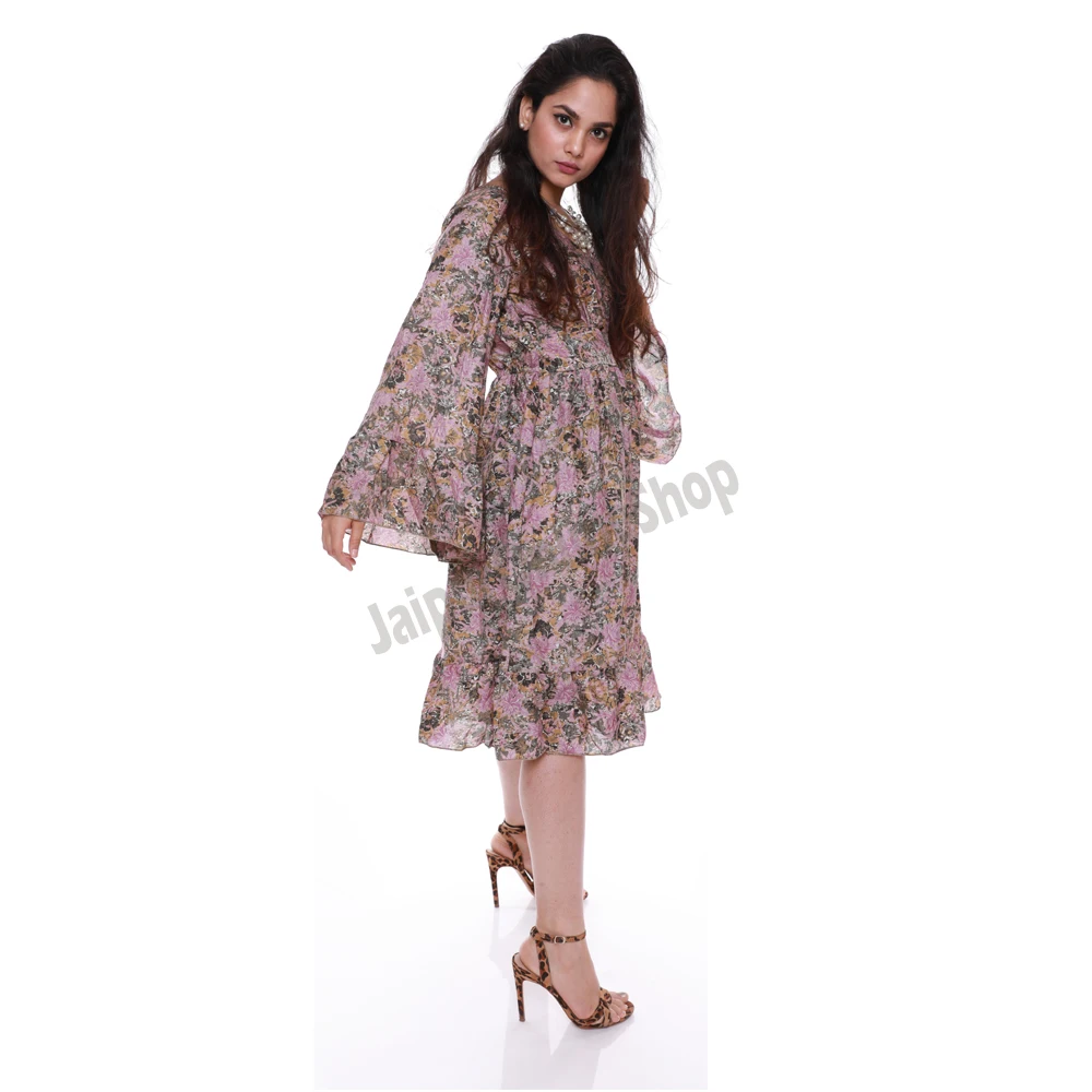 Summer Clothing Sari Silk Woman Dress Fashion Casual Simple Element Spring Wear Dresses