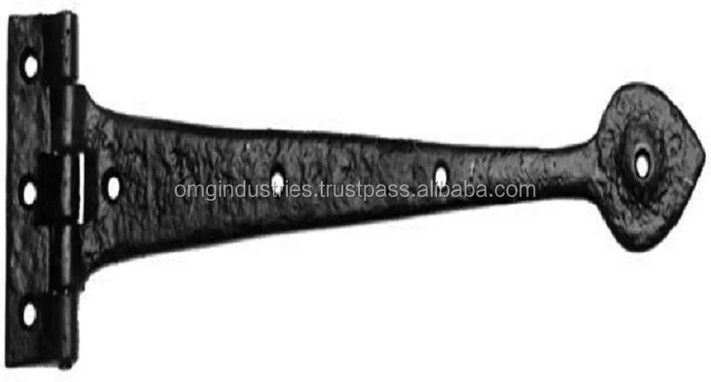 OMG Industries T Hinges Hardware Rustproof Black Gate Shed Door T-Strap Tee Hinge