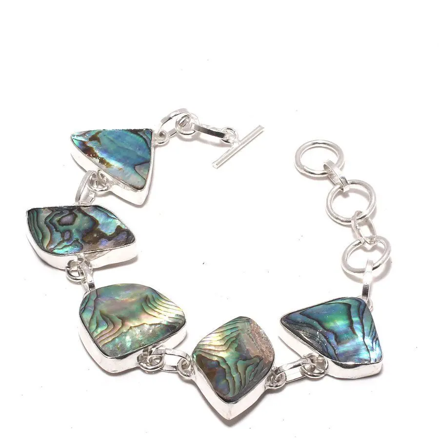 Natural Abalone Paua Shell Starfish Sea Star Bracelet Chain Link Bracelet