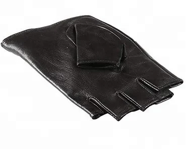 unisex half finger racing cycling reverse stitched sports fingerless profiler driving black leather gloves