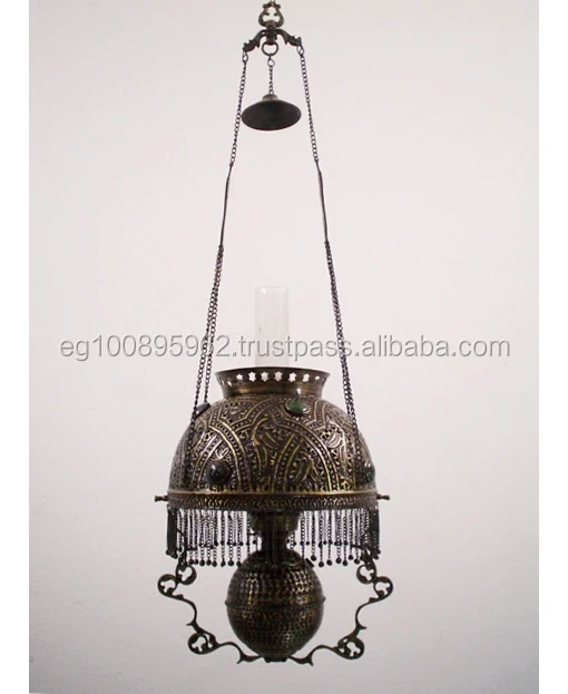BR201 Antique Style Victorian Era Hanging Library Oil Lamp / Lantern Replica