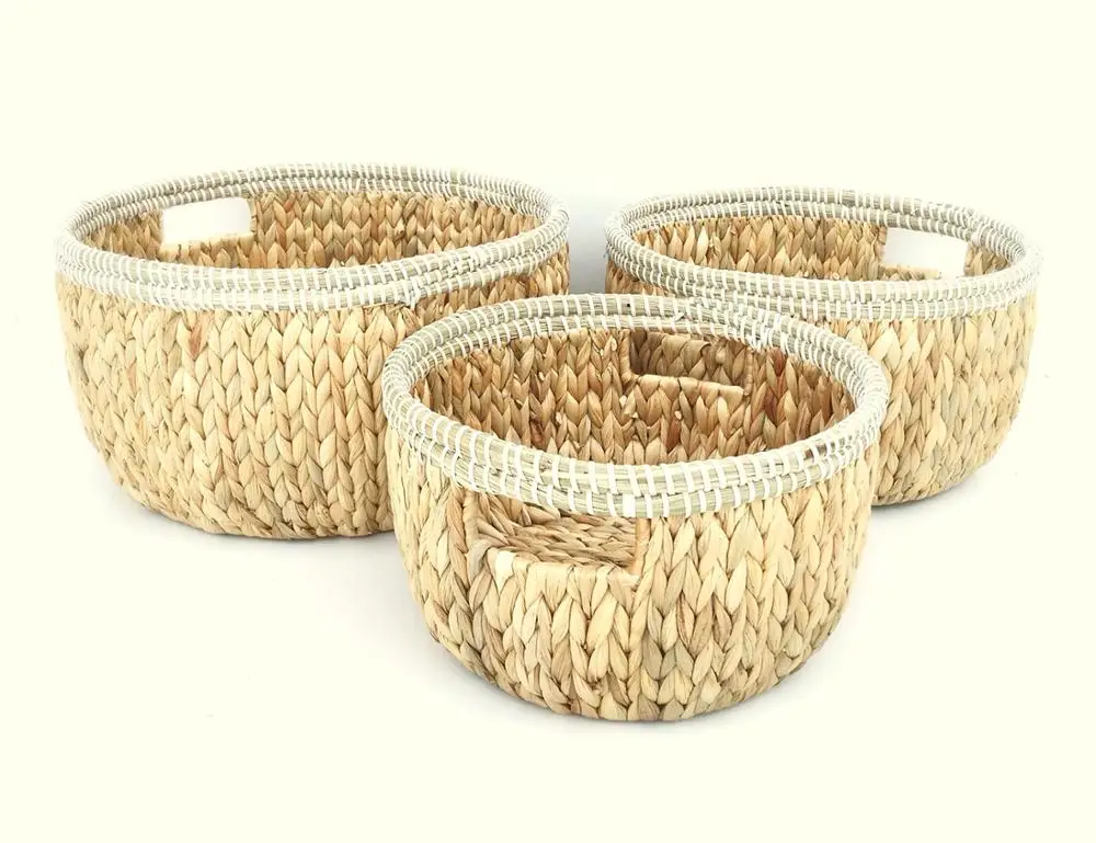 Latest Collection Hand-Weaving Water Hyacinth Storage Basket Cheap Products for Daily Use Boxed Packing for Bulk Buying