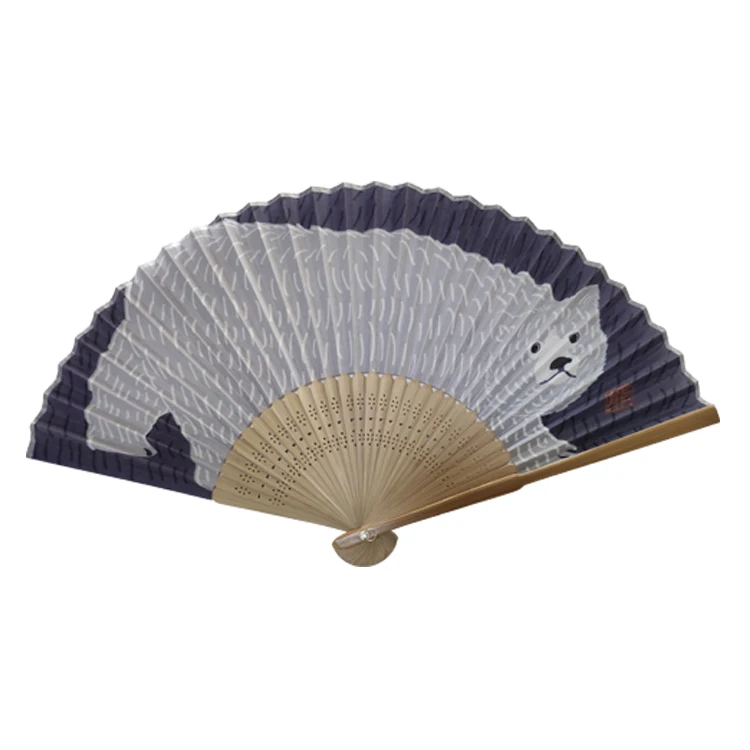 brown bamboo ribs hand held folding paper fans with custom logo printed