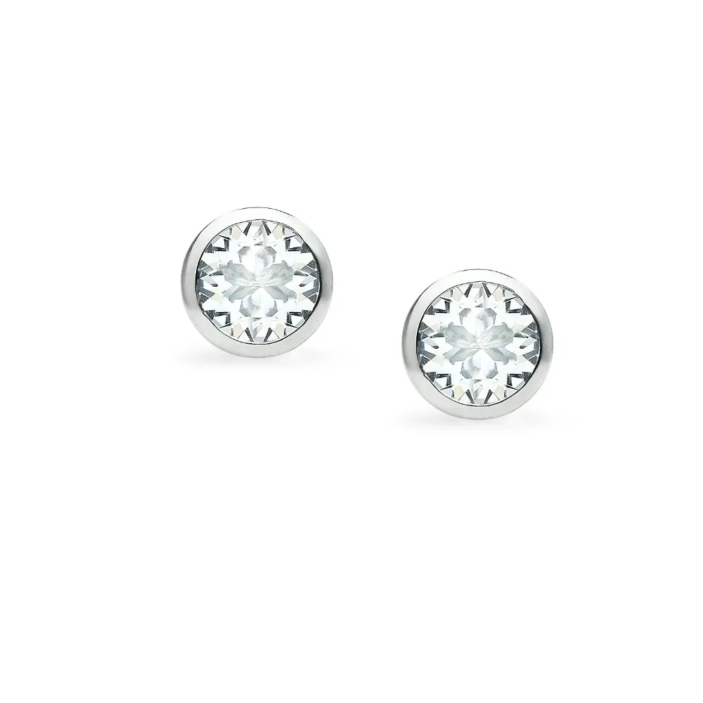 Sterling Silver Cleared White Crystal Stud Earrings