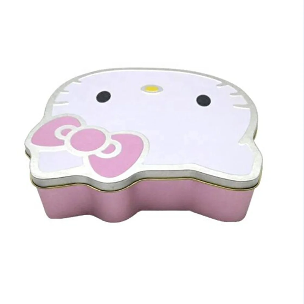 
Wholesales kitty cat head shape sweet candy tin box irregular shape metal tin container for christmas gifts packaging 