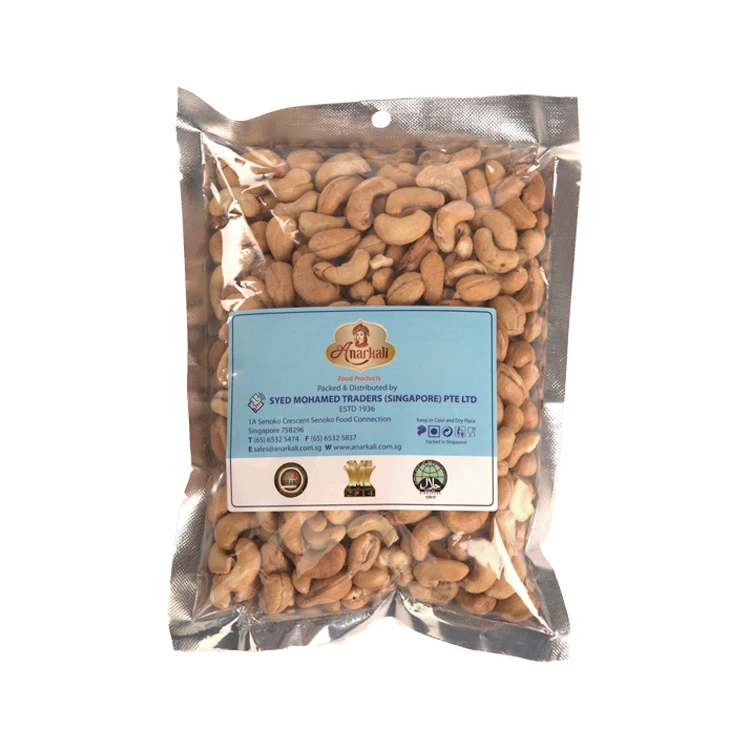 
Sweet And Aromatic Taste Elongated Shape Roasted Cashew Nuts Packed For All Age People Vacuum Pack 