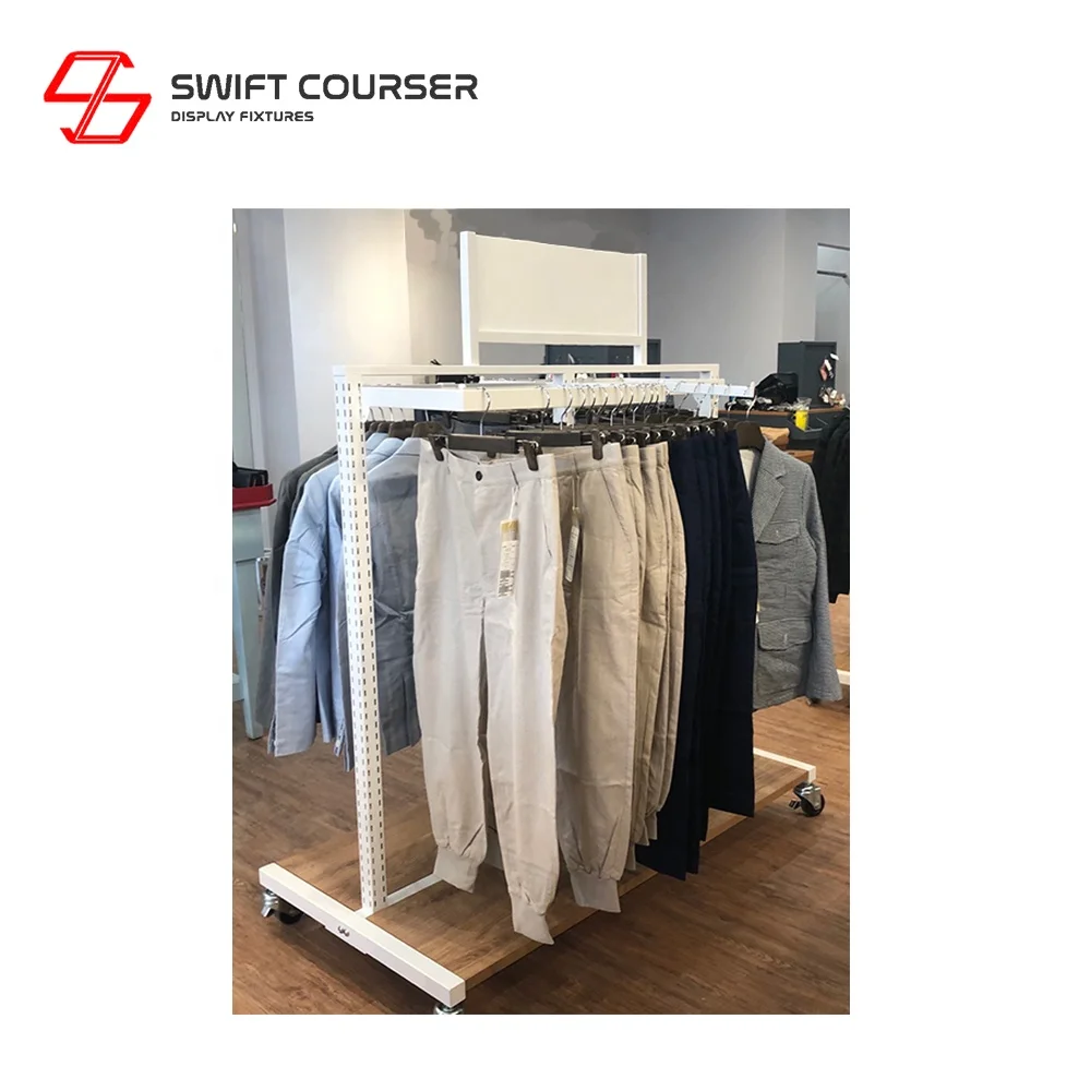 Modern portable clothing signs rack with clothes