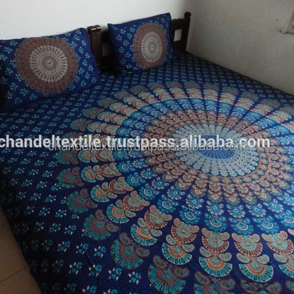 Indian Mandala Duvet Cover  Reversible PARWATI Mandala Duvet Cover flat sheet & 2 matching pillowcases Hippie Bedspread Home Art